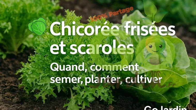 Chicorées frisées et scaroles au potager, quand et comment semer, planter et cultiver pour obtenir des salades croquantes et savoureuses